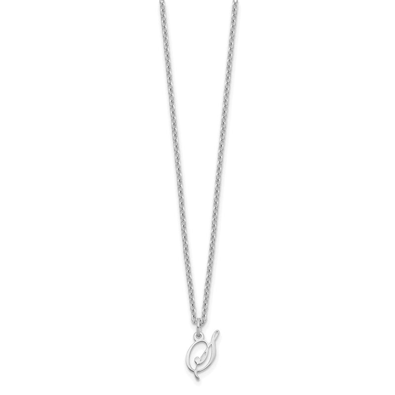 Sterling Silver Rhodium Plated Letter S Initial Necklace