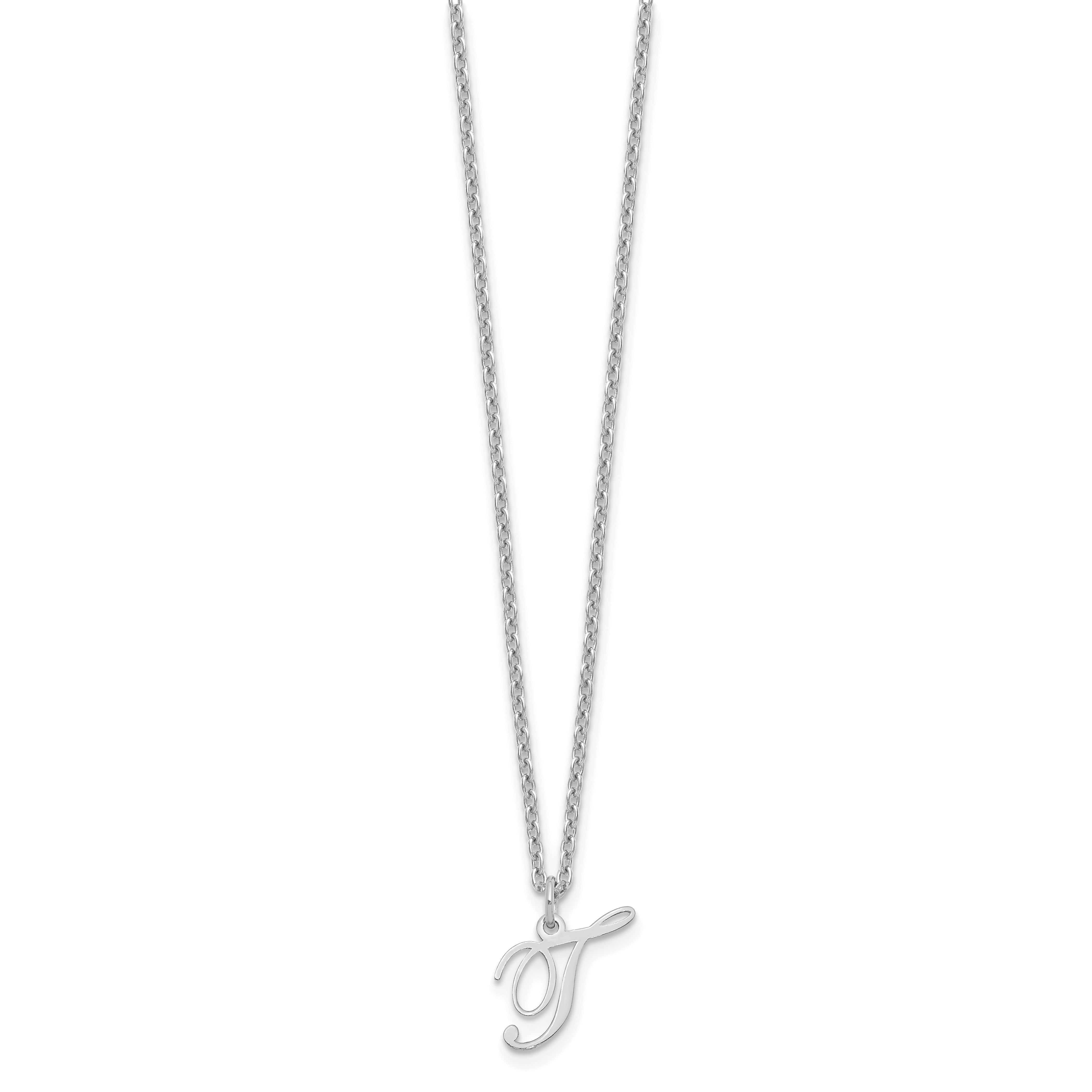 Sterling Silver Rhodium Plated Letter T Initial Necklace