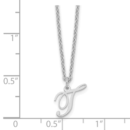Sterling Silver Rhodium Plated Letter T Initial Necklace