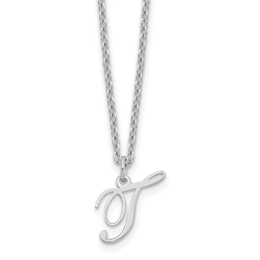 Sterling Silver Rhodium Plated Letter T Initial Necklace