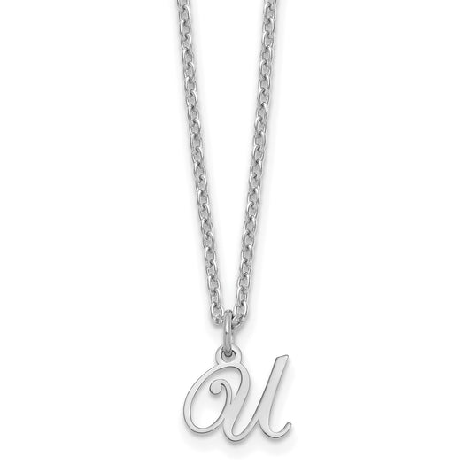 Sterling Silver Rhodium Plated Letter U Initial Necklace