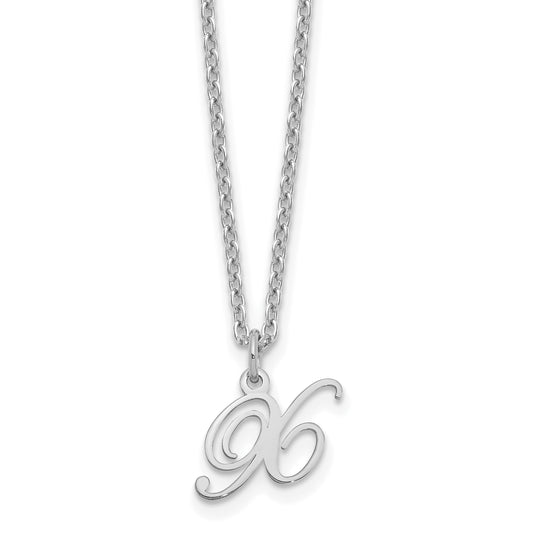 Sterling Silver Rhodium Plated Letter X Initial Necklace