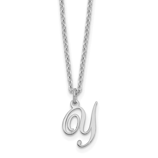 Sterling Silver Rhodium Plated Letter Y Initial Necklace