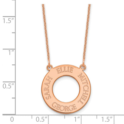 14K Rose Gold Circle With 4 Name Necklace