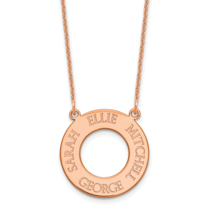 14K Rose Gold Circle With 4 Name Necklace