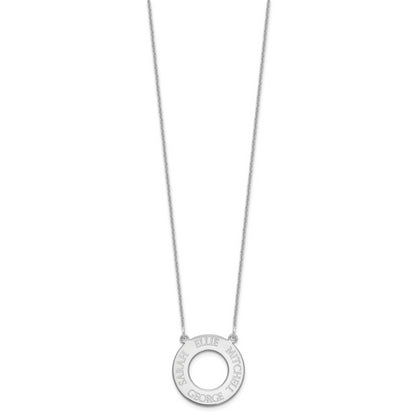 14K White Gold Circle With 4 Name Necklace
