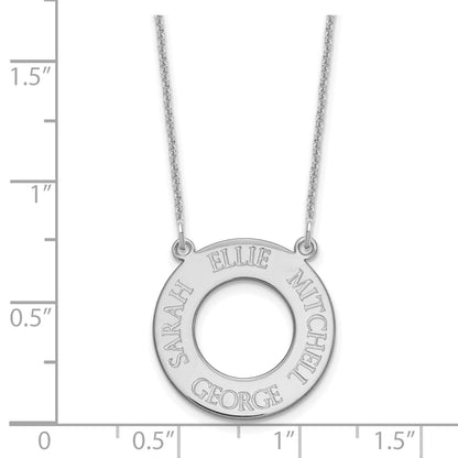 14K White Gold Circle With 4 Name Necklace