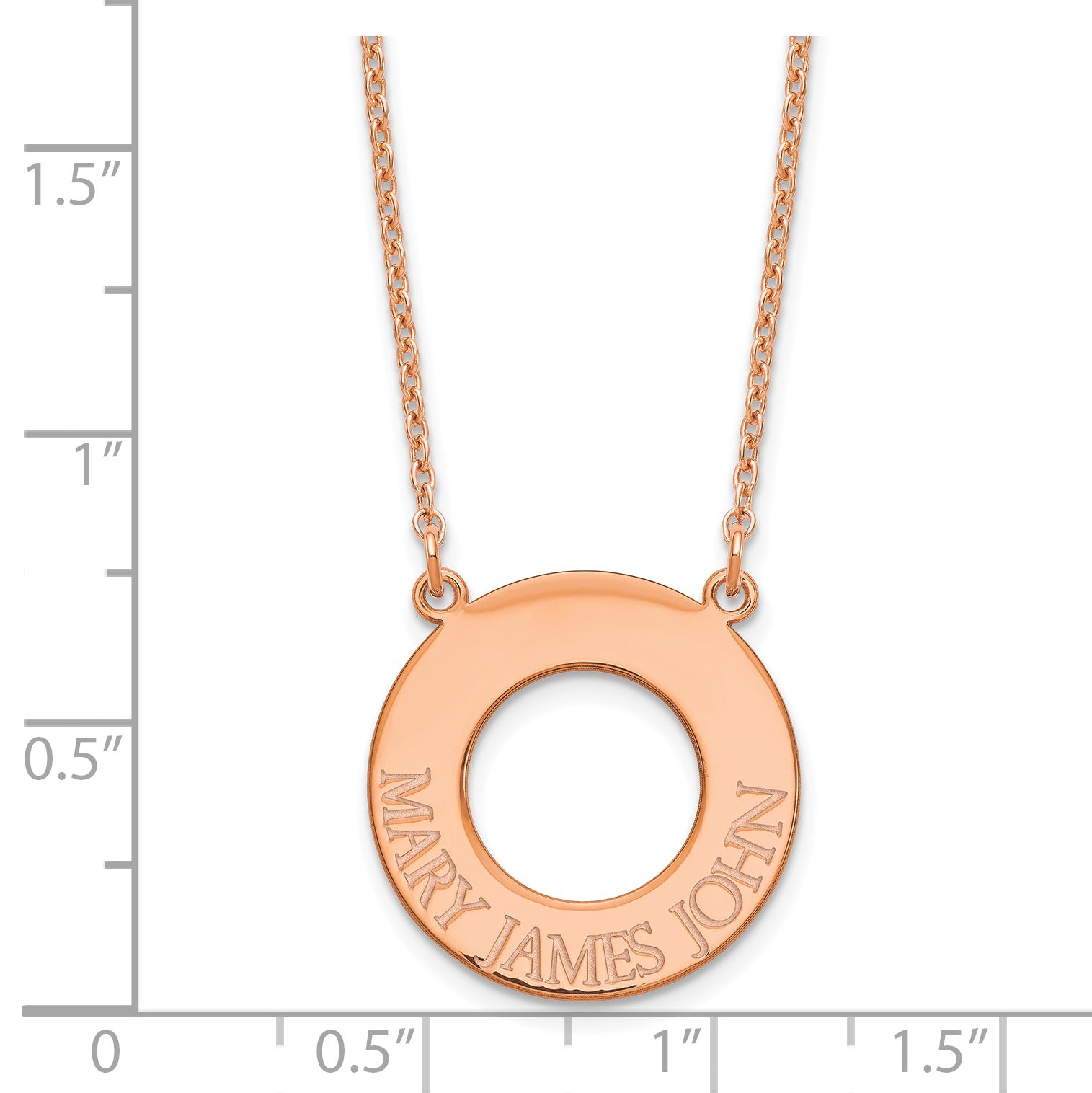 Rose Plated Sterling Silver/Rose Circle With 3 Name Necklace