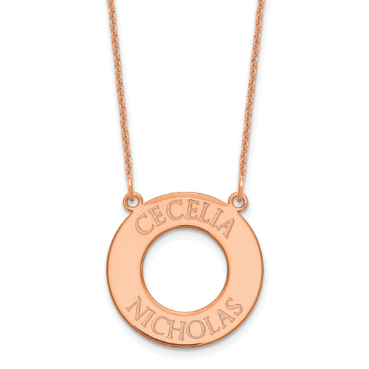 14K Rose Gold Circle With 2 Name Necklace