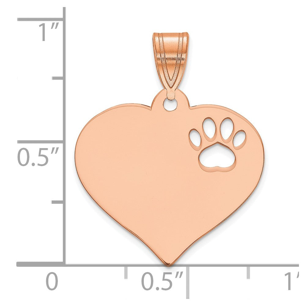 Rose Plated Blank Heart With Cut Out Paw Print Pendant