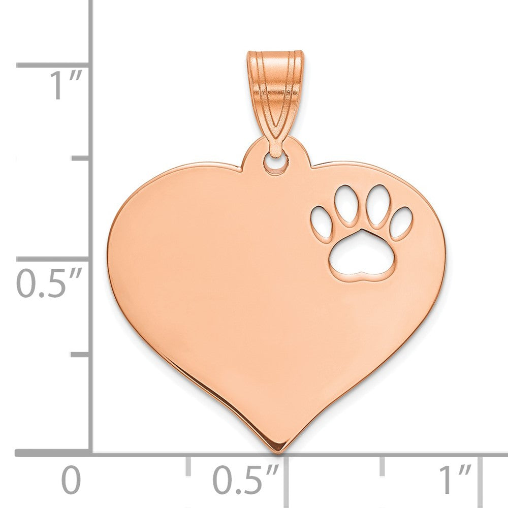 Rose Plated Blank Heart With Cut Out Paw Print Pendant