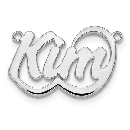 Sterling Silver Silver/Rhodium Plated Swoop Name Plate