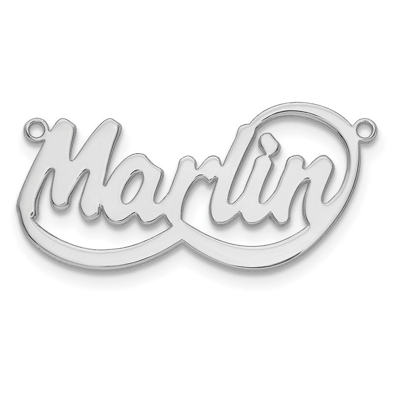 Sterling Silver Silver/Rhodium Plated Swoop Name Plate
