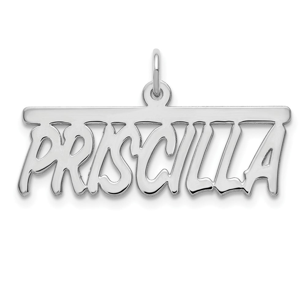 Sterling Silver Silver/Rhodium Plated Top Bar Name Plate
