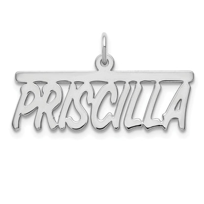 Sterling Silver Silver/Rhodium Plated Top Bar Name Plate
