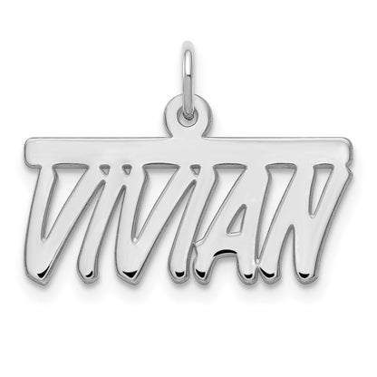 Sterling Silver Silver/Rhodium Plated Top Bar Name Plate