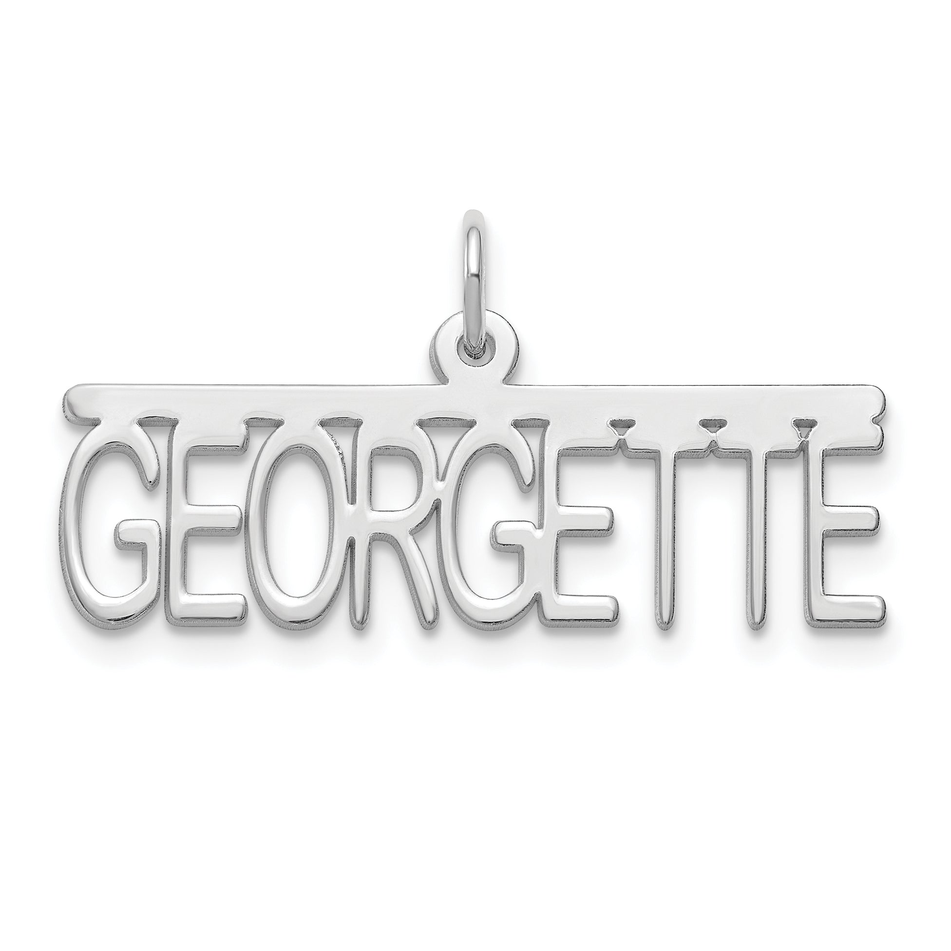 Sterling Silver Silver/Rhodium Plated Top Bar Name Plate