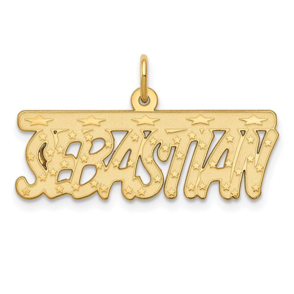 14K Yellow Gold Satin Stars Name Plate