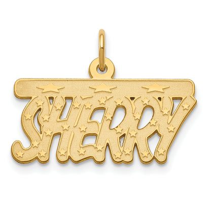 14K Yellow Gold Satin Stars Name Plate