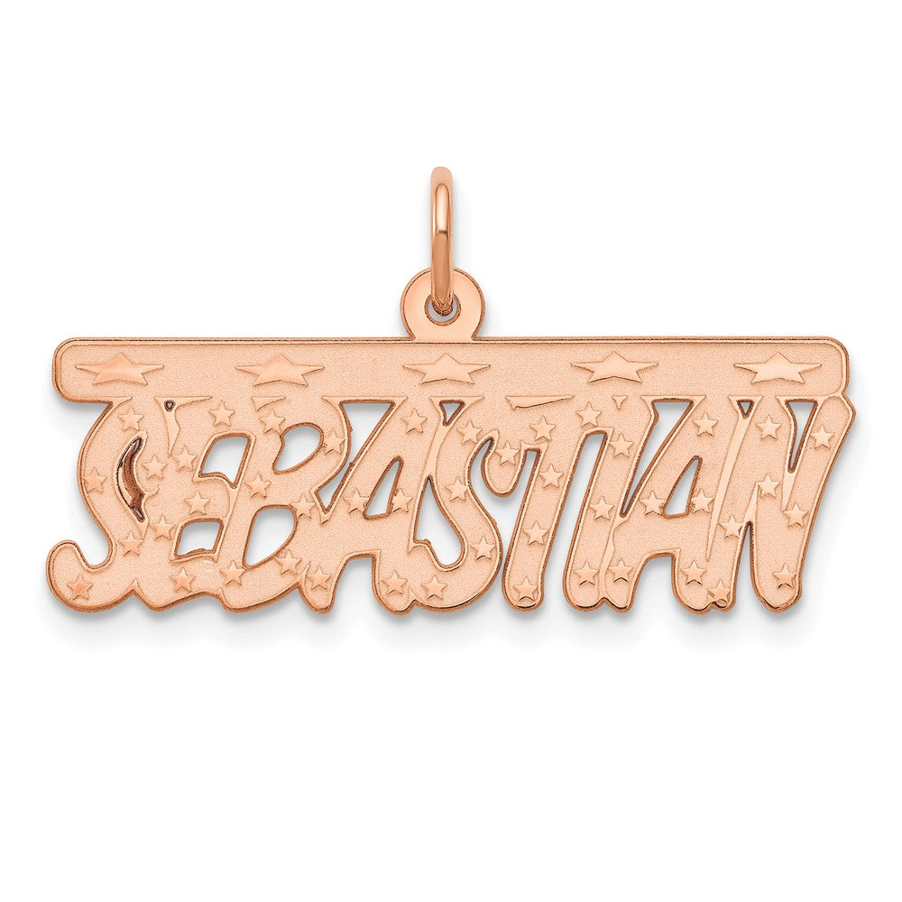 Rose Plated Sterling Silver/Rose Satin Stars Name Plate
