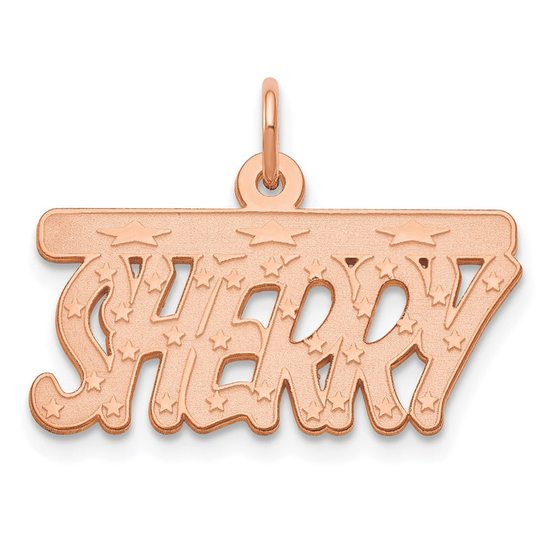 Rose Plated Sterling Silver/Rose Satin Stars Name Plate