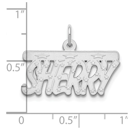 Sterling Silver Silver/Rhodium Plated Satin Stars Name Plate