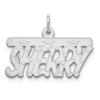 Sterling Silver Silver/Rhodium Plated Satin Stars Name Plate