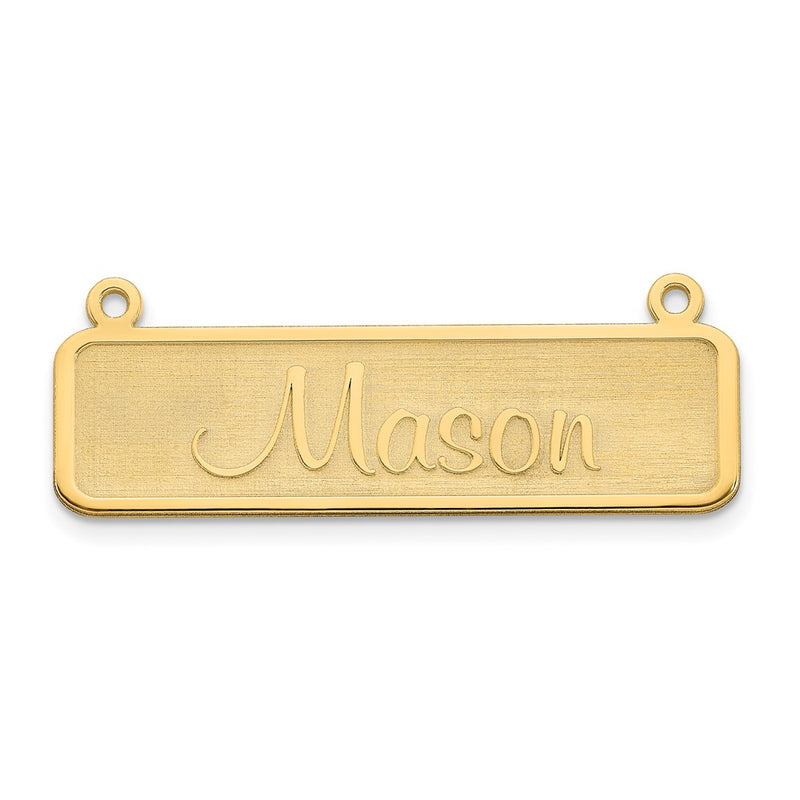 Gold Plated Sterling Silver/Gold Satin Name Plate Bar
