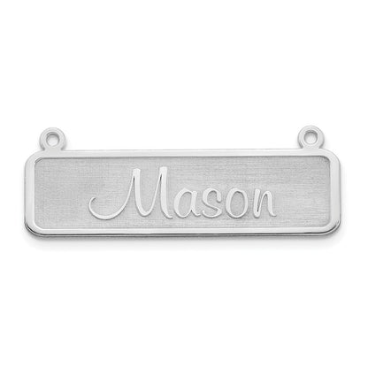 Sterling Silver Silver/Rhodium Plated Satin Name Plate Bar