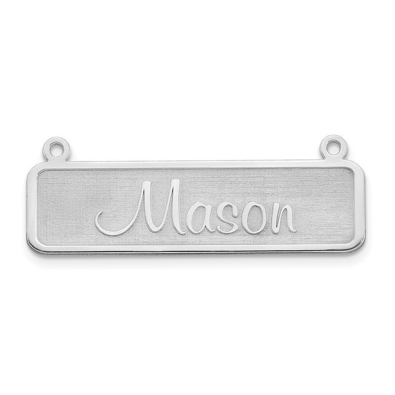 Sterling Silver Silver/Rhodium Plated Satin Name Plate Bar