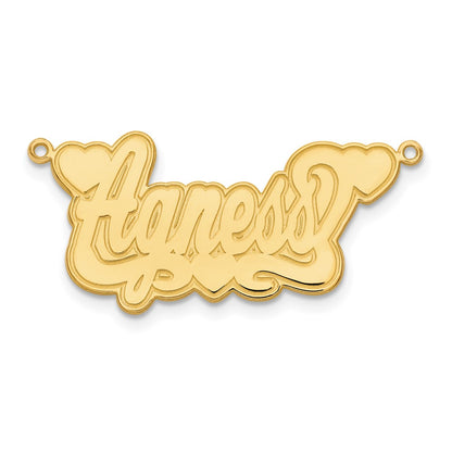 Gold Plated Sterling Silver/Gold Etched Hearts Name Plate