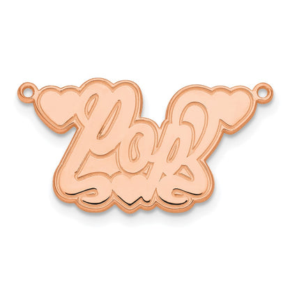 Rose Plated Sterling Silver/Rose Etched Hearts Name Plate
