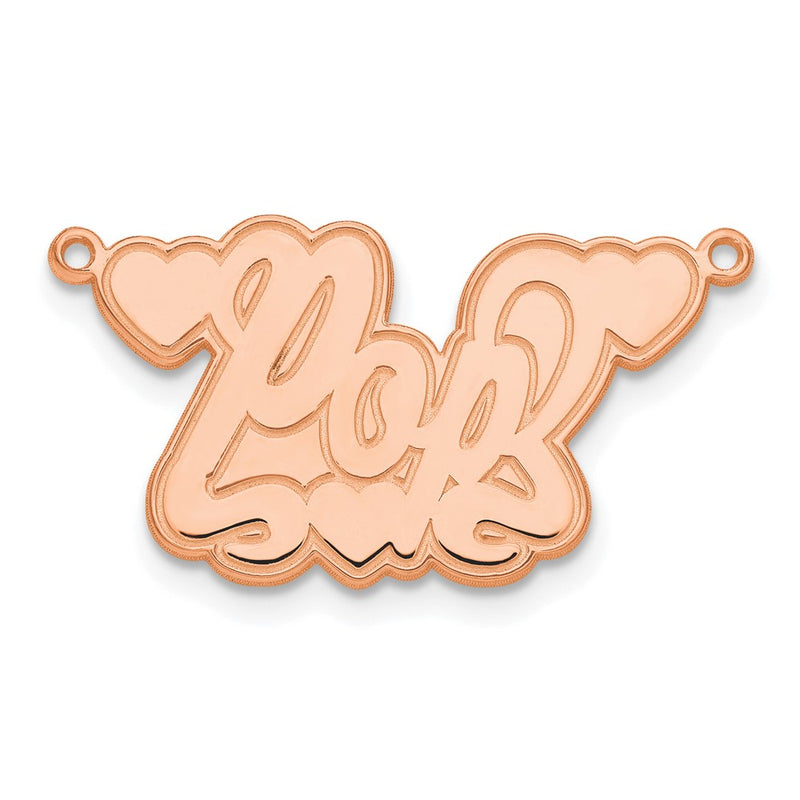 Rose Plated Sterling Silver/Rose Etched Hearts Name Plate
