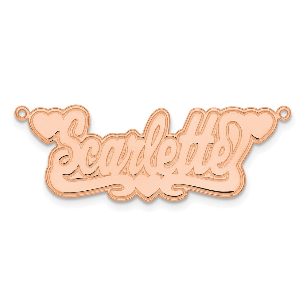 Rose Plated Sterling Silver/Rose Etched Hearts Name Plate
