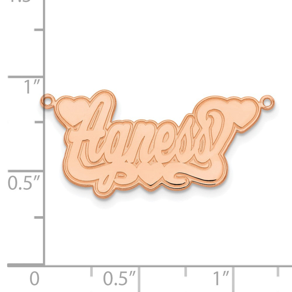 Rose Plated Sterling Silver/Rose Etched Hearts Name Plate