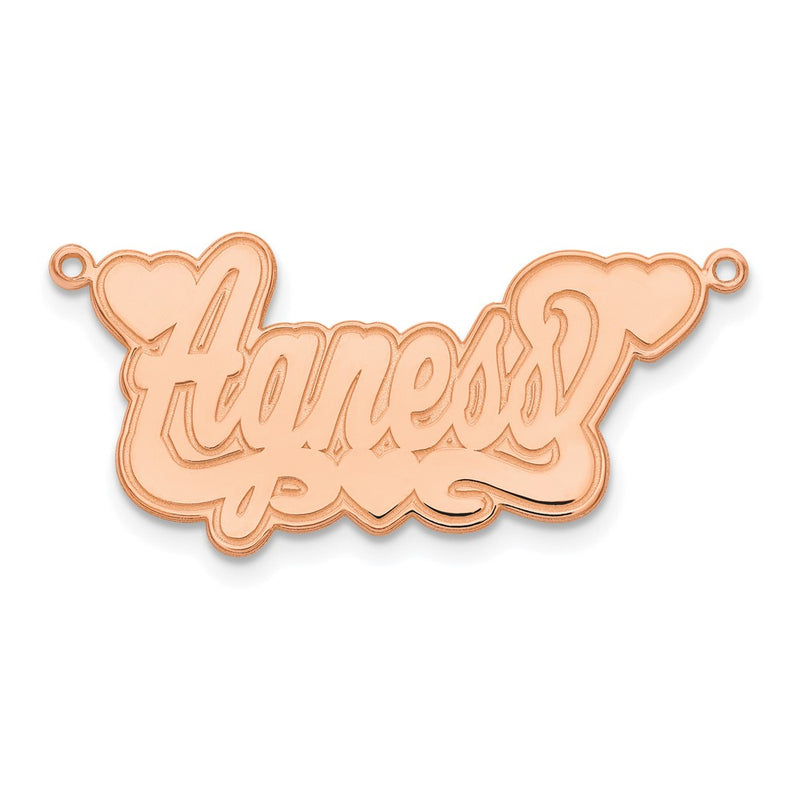 Rose Plated Sterling Silver/Rose Etched Hearts Name Plate