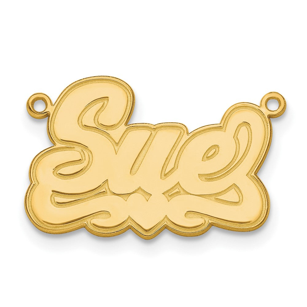 Gold Plated Sterling Silver/Gold Etched Heart Name Plate