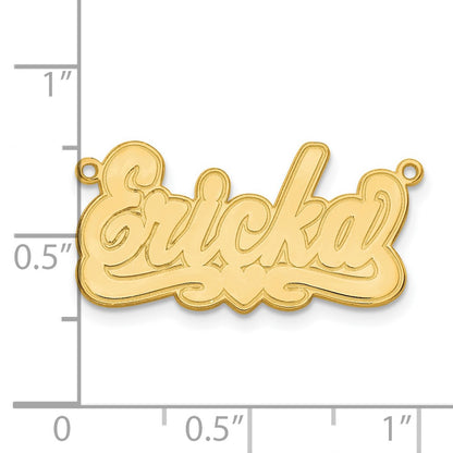 Gold Plated Sterling Silver/Gold Etched Heart Name Plate