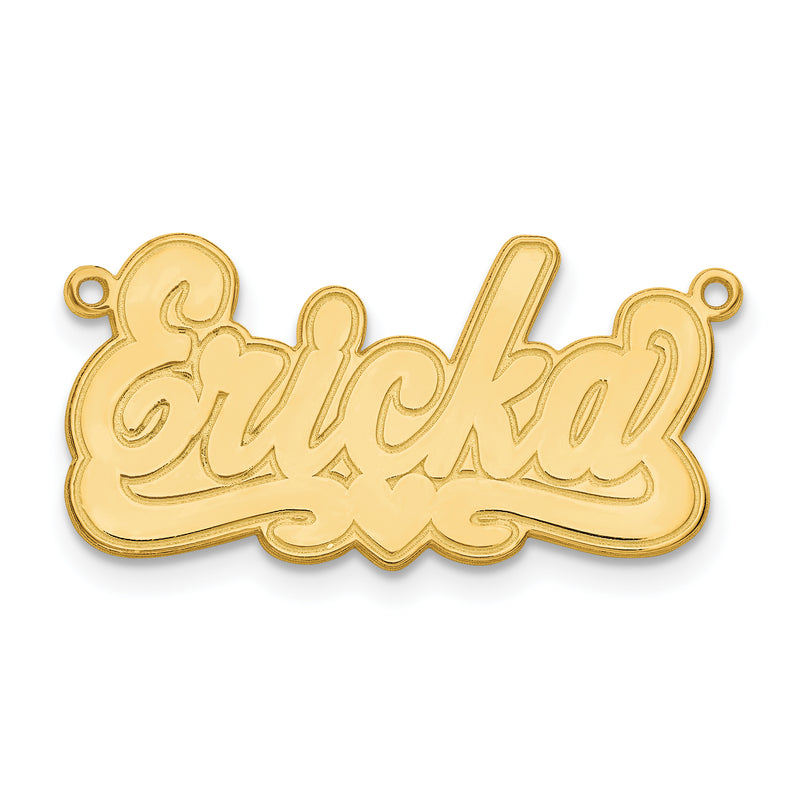 14K Yellow Gold Etched Heart Name Plate