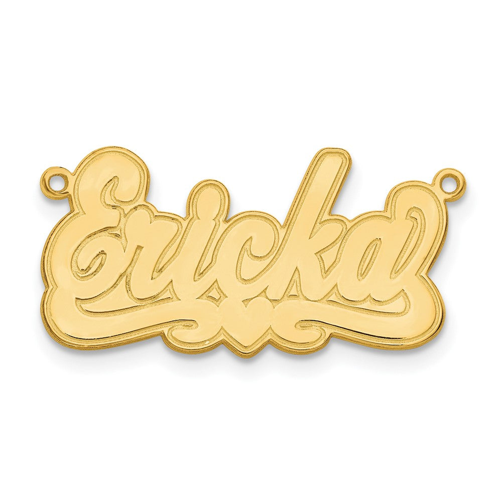 Gold Plated Sterling Silver/Gold Etched Heart Name Plate