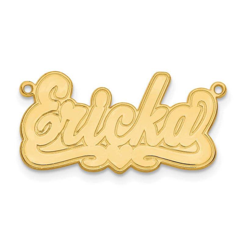 Gold Plated Sterling Silver/Gold Etched Heart Name Plate
