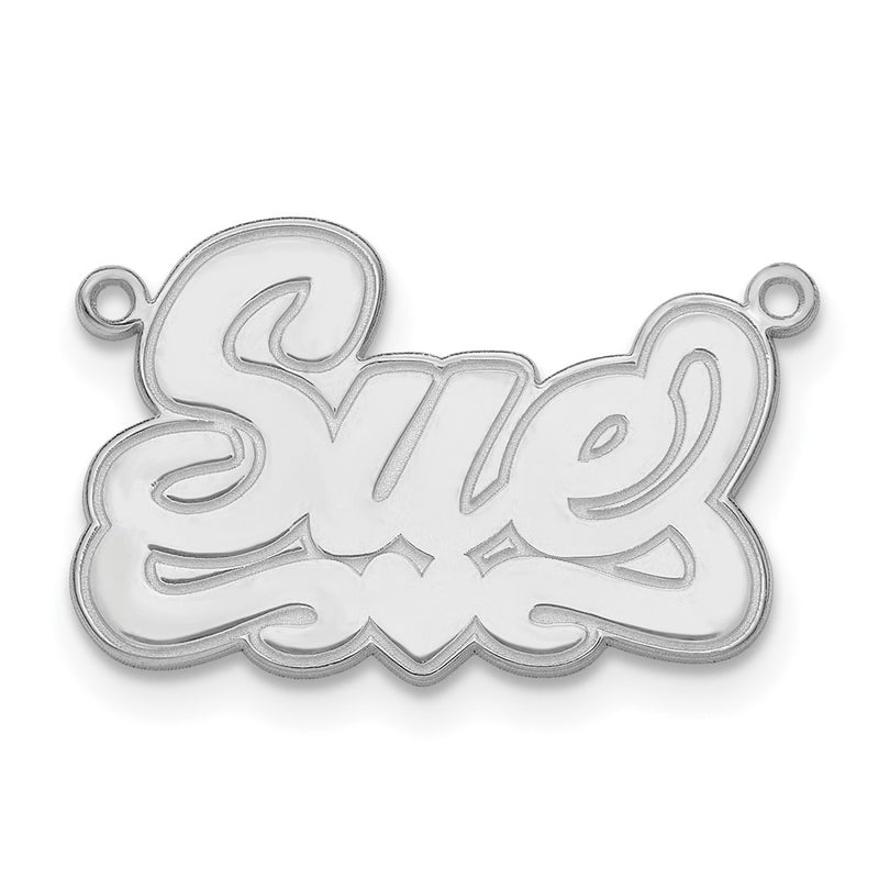 14K White Gold Etched Heart Name Plate