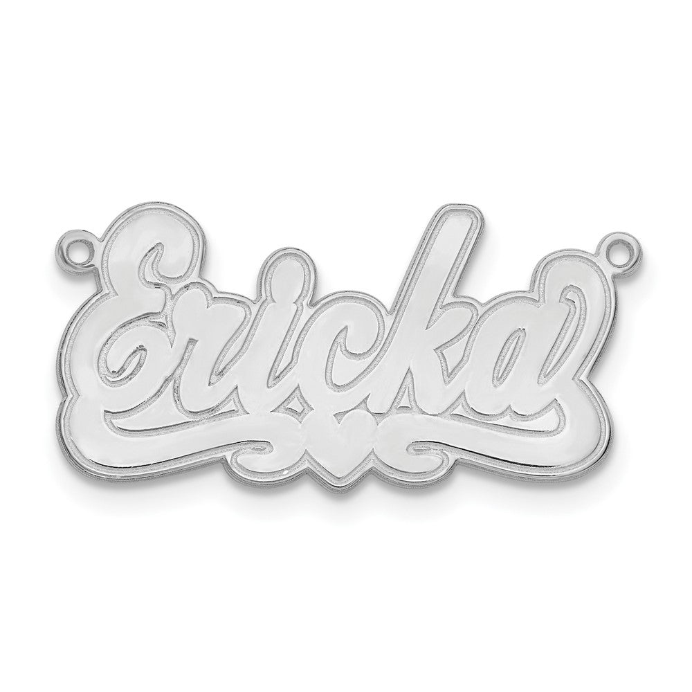 14K White Gold Etched Heart Name Plate