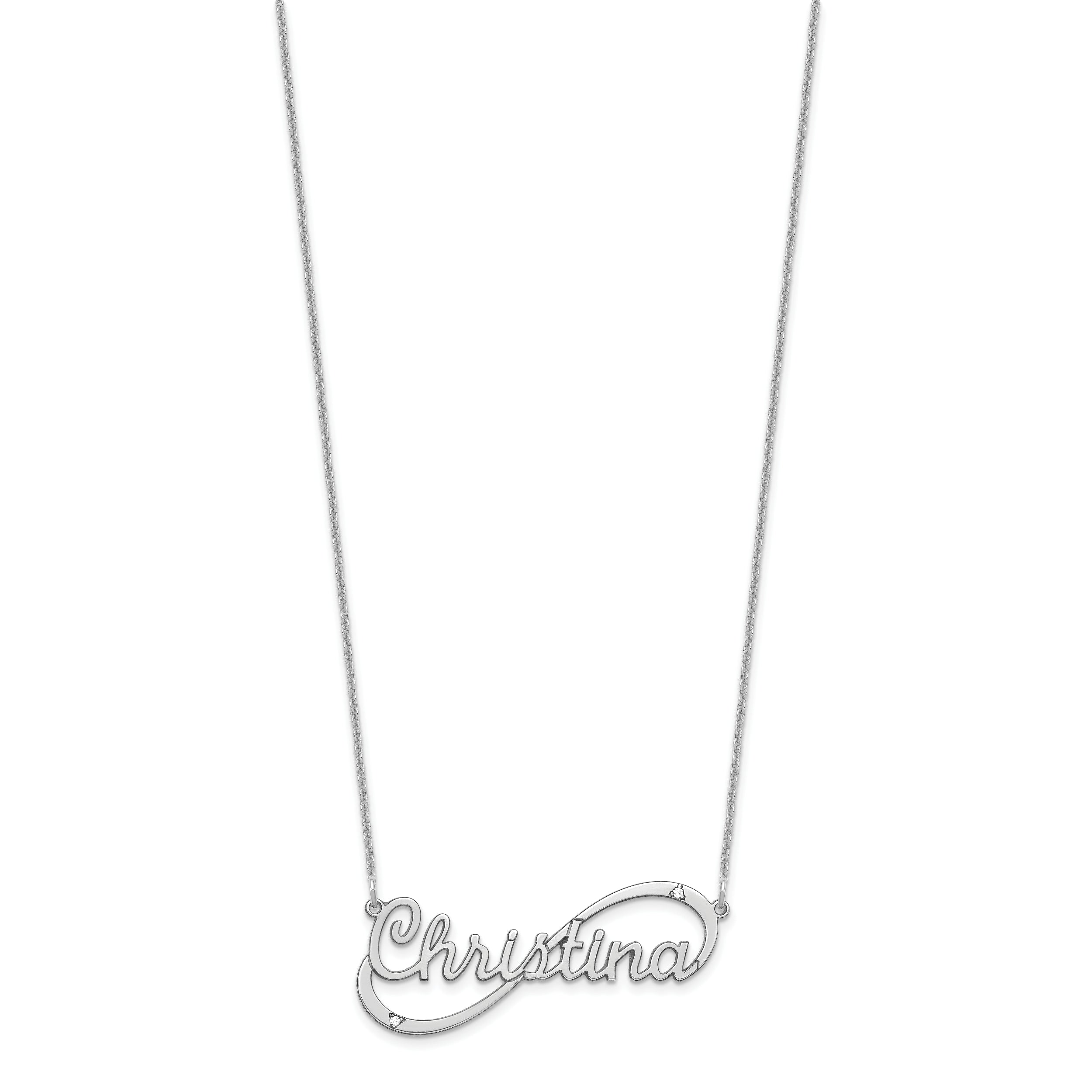 14K White Gold 1 Name Infinity With Diamonds Necklace