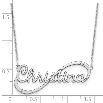 14K White Gold 1 Name Infinity With Diamonds Necklace