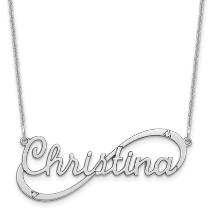 14K White Gold 1 Name Infinity With Diamonds Necklace