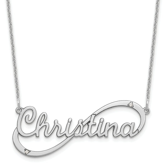 14K White Gold 1 Name Infinity With Diamonds Necklace