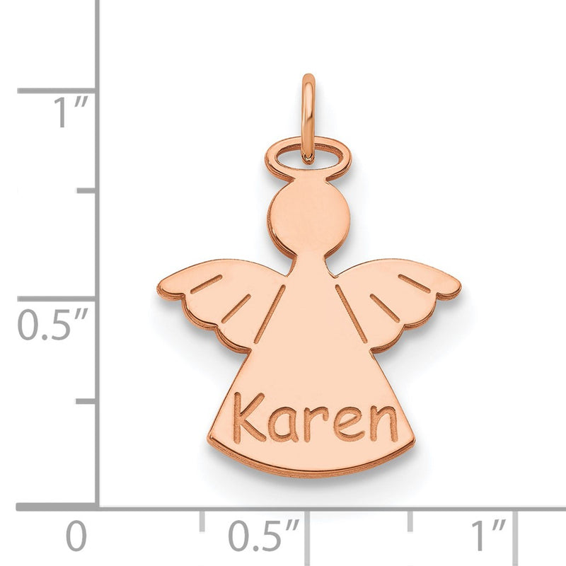 Rose Plated Sterling Silver/Rose Personalized Angel Charm