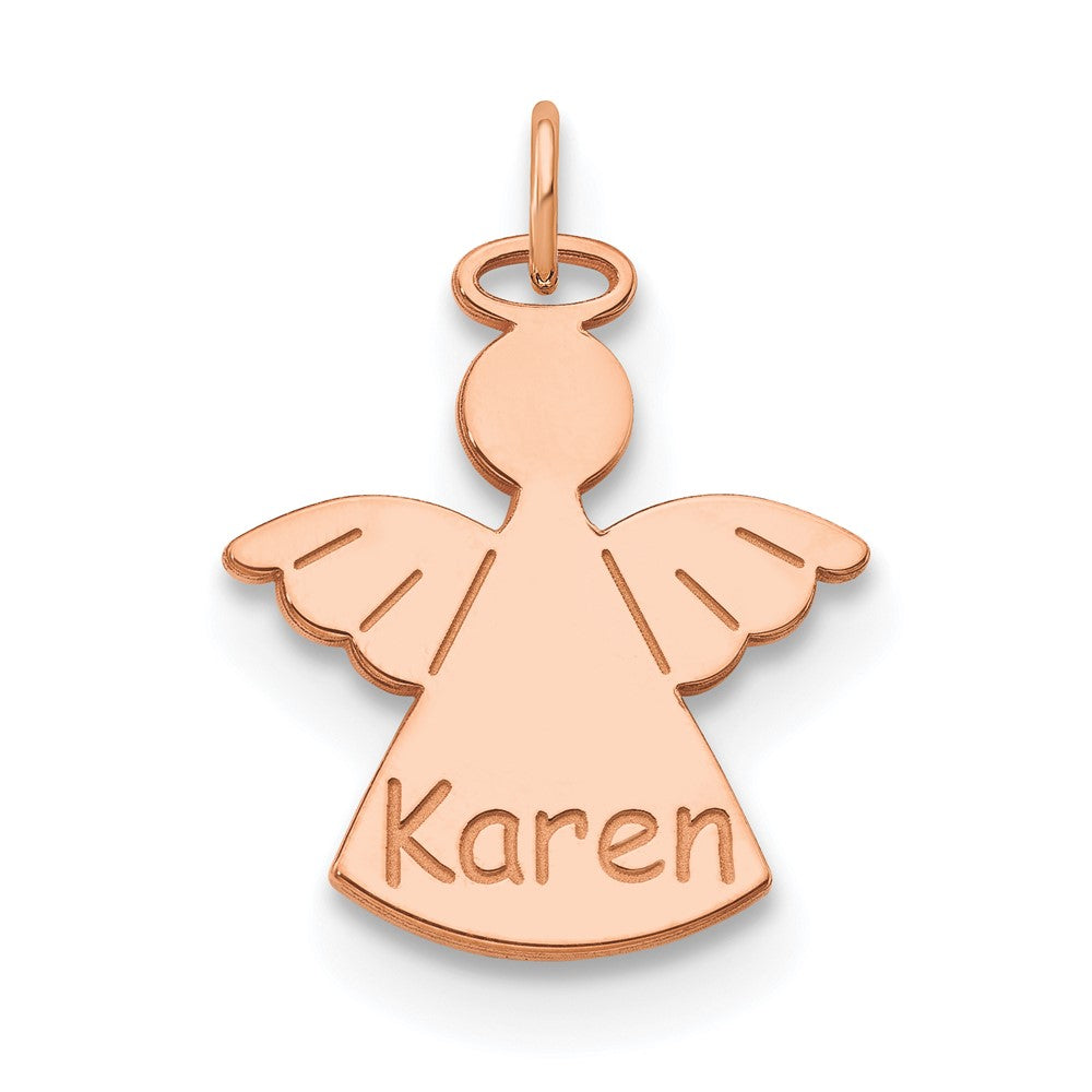 Rose Plated Sterling Silver/Rose Personalized Angel Charm