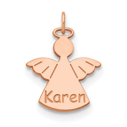 Rose Plated Sterling Silver/Rose Personalized Angel Charm
